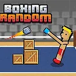 Hai nhân vật hoạt hình dạng pixel đang đấu boxing trên một võ đài, xung quanh là các thùng gỗ