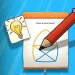 Bức hình có nền xanh với một bảng vẽ chứa các hình vẽ hình học và một cây bút chì lớn ở phía trước cùng một biểu tượng bóng đèn