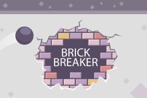 Hình ảnh một quả bóng phá vỡ bức tường gạch với chữ BRICK BREAKER ở giữa