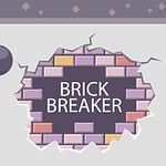 Hình ảnh một quả bóng phá vỡ bức tường gạch với chữ BRICK BREAKER ở giữa