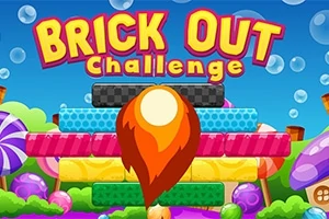 Hình ảnh bao gồm tiêu đề Brick Out Challenge với nền là các viên gạch màu sắc rực rỡ và khung cảnh bong bóng