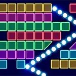 Các khối vuông nhiều màu sắc được sắp xếp cạnh nhau với đường line sáng chạy chéo
