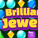 Hình ảnh có tiêu đề Brilliant Jewels với các viên đá quý nhiều màu sắc như xanh dương, xanh lá và vàng trên nền xanh đậm