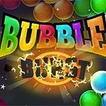 Hình ảnh có chữ Bubble Burst nổi bật với nhiều quả bóng nhiều màu sắc và ánh sáng lấp lánh xung quanh