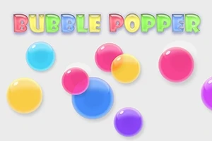 Các bong bóng màu sắc khác nhau trên nền trắng với dòng chữ Bubble Popper