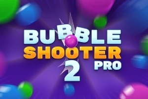 Hình ảnh có chữ Bubble Shooter 2 Pro với các quả bóng nhiều màu sắc trên nền màu tím