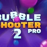 Hình ảnh có chữ Bubble Shooter 2 Pro với các quả bóng nhiều màu sắc trên nền màu tím
