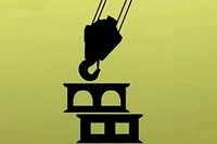 Xếp các khối bê tông chồng lên nhau để xây tháp cao.