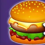 Hình ảnh một chiếc burger với lớp phô mai và rau diếp, có một bàn tay hoạt hình chỉ vào