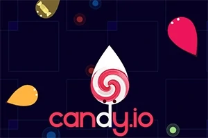 Nền hình tối với các kẹo màu sắc rực rỡ và logo candy