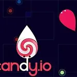 Nền hình tối với các kẹo màu sắc rực rỡ và logo candy