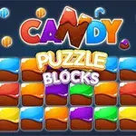 Các khối màu sắc rực rỡ với chữ CANDY PUZZLE BLOCKS ở giữa trên nền tối