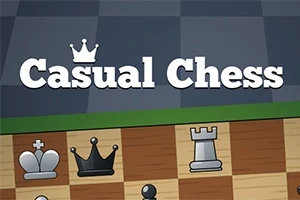 Hình ảnh một bàn cờ vua với các quân cờ và dòng chữ Casual Chess