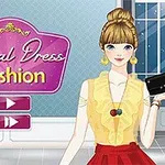 Hình ảnh một nhân vật nữ ăn mặc thời trang với váy vàng, cầm ví đen, đứng cạnh biển hiệu màu hồng ghi Casual Dress Fashion