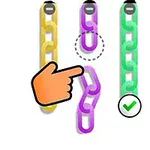 Hình ảnh hiển thị ba chuỗi mắc xích màu vàng, tím và xanh lá cây với một bàn tay và dấu kiểm màu xanh lá cây