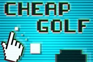Hình ảnh có nền xanh với chữ CHEAP GOLF và con trỏ chuột kiểu pixel ở góc trái
