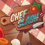 Bàn gỗ với dưa chuột, cà chua, hành, dao và bảng có chữ trên nền trải khăn caro