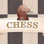 Hình ảnh một quân mã cờ vua nằm trên nền cờ và dải băng với chữ CHESS