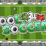 Hình ảnh sân bóng với dòng chữ Pool Soccer ở giữa và các quả bóng nhiều màu xung quanh