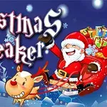Ông già Noel vui vẻ trên xe kéo đầy quà, bên cạnh là một chú tuần lộc, với dòng chữ Christmas Breaker và nút Play