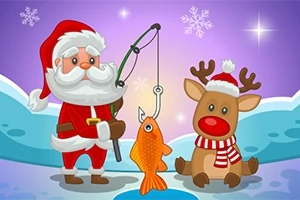 Ông già Noel câu cá cùng chú tuần lộc đáng yêu trong khung cảnh tuyết rơi