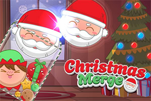Hình ảnh trang trí Giáng Sinh với ông già Noel đội mũ đỏ, cây thông Noel và các đồ vật hình ngôi sao và bánh quy