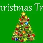 Christmas Tree Cây thông Noel trang trí với quả cầu và ngôi sao vàng trên nền xanh