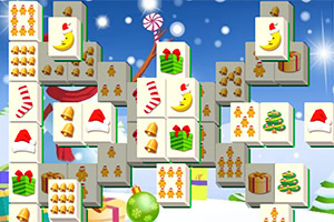 Các khối hình xếp chồng hiển thị các hình ảnh theo chủ đề Giáng Sinh như mũ ông già Noel, găng tay, bánh gừng, và cây thông trên nền tuyết rơi