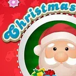 Ông già Noel với túi quà và kẹo gậy trên nền đỏ có chữ Christmas Words