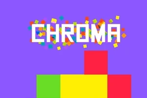 Chữ CHROMA màu trắng trên nền tím với các ô vuông màu sắc rực rỡ xung quanh và bên dưới
