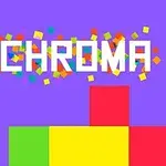Chữ CHROMA màu trắng trên nền tím với các ô vuông màu sắc rực rỡ xung quanh và bên dưới
