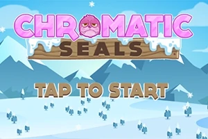 Hình minh họa phong cảnh núi phủ tuyết với dòng chữ Chromatic Seals và Tap to Start