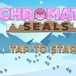 Hình minh họa phong cảnh núi phủ tuyết với dòng chữ Chromatic Seals và Tap to Start