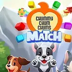 Ba chú chó hoạt hình vui nhộn đứng trước dãy núi với nhiều khối màu sắc xung quanh và một biểu tượng hình trái tim có chữ