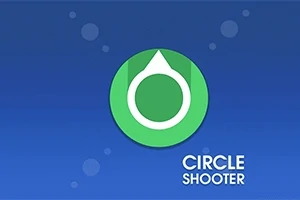 Hình ảnh có nền xanh lam với vòng tròn màu xanh lá cây ở trung tâm, phía dưới là dòng chữ Circle Shooter