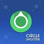 Hình ảnh có nền xanh lam với vòng tròn màu xanh lá cây ở trung tâm, phía dưới là dòng chữ Circle Shooter