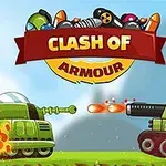 Hai chiếc xe tăng đối đầu nhau dưới băng rôn Clash of Armour