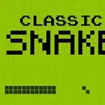 Chữ CLASSIC SNAKE hiển thị trên nền xanh lá kèm hình ảnh một đường kẻ ô vuông phía dưới