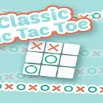 Hình ảnh có nền màu xanh với từ Classic Tic Tac Toe và một bảng caro 3x3, bên trong có các ký hiệu X và O