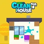 Hình ảnh ngôi nhà nhỏ với tường ngoài trang trí bằng hình ảnh giọt sơn màu xanh, cửa sổ kính, và bông cây trên nền vàng