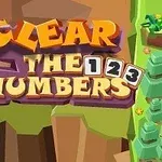 Chữ Clear the Numbers kiểu hoạt hình nổi bật trên nền cảnh rừng với cây cối màu xanh
