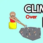 Một nhân vật không chân với chiếc búa leo qua tảng đá lớn, bên cạnh là chữ CLIMB Over IT