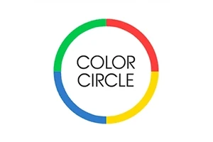 Vòng tròn bốn màu xanh lá, đỏ, xanh dương và vàng với chữ Color Circle bên trong