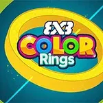 Hình ảnh có nền màu xanh, một vòng tròn màu vàng và dòng chữ Color Rings với chữ cái màu sắc sặc sỡ