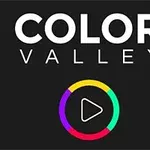 Chữ Color Valley màu trắng trên nền đen với biểu tượng vòng tròn nhiều màu phía dưới và nút play ở giữa