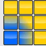 Các ô vuông với màu vàng và xanh lam được sắp xếp thành lưới 3x3