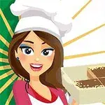 Người phụ nữ đội mũ đầu bếp cầm một khay bánh trước lá cờ Ý
