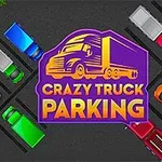 Hình ảnh chứa logo Crazy Truck Parking cùng với nhiều chiếc xe tải và ô tô đa sắc màu đỗ trên bãi đỗ xe