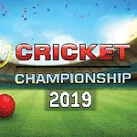 Chiếc cúp vàng và quả bóng cricket trên sân vận động với chữ Cricket Championship 2019