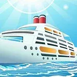 Du thuyền trắng đang di chuyển trên biển dưới ánh nắng mặt trời với bầu trời xanh và chim bay